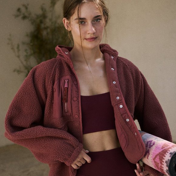 Free People FP Movement Hit the Slopes Fleece Jacket Henna - Picture 2 of 15